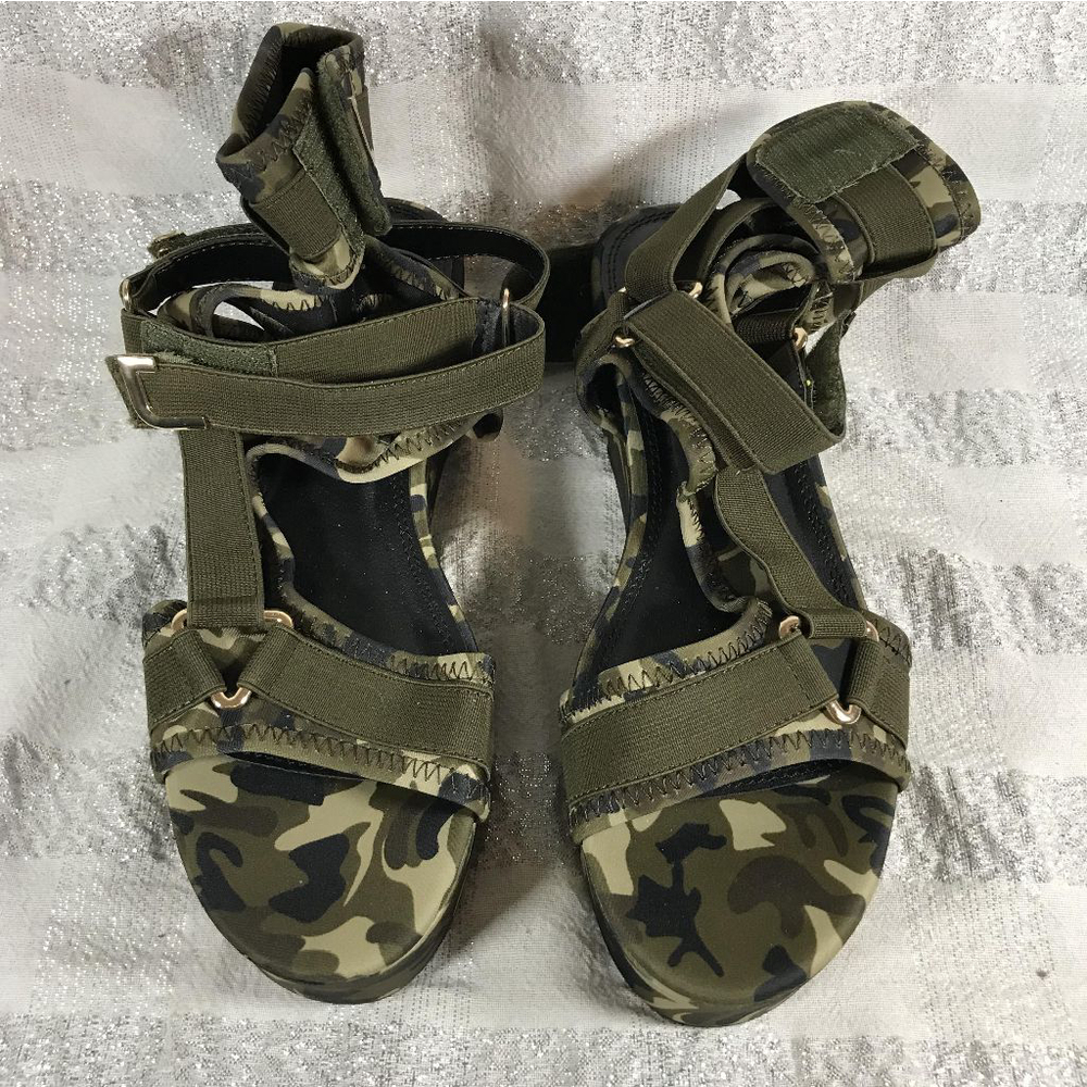 Liliana Barista-3 Camouflage Open Toe Ankle Strap Platform Sandals Size 8.5 - Picture 3 of 12